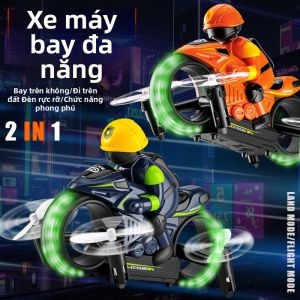 YILIXING | Đồ Chơi Xe Máy Điều Khiển Từ Xa 2-trong-1 Có Thể Bay và Di Chuyển Trên Đất với Hiệu Ứng Ánh Sáng