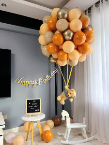 Birthday Scene Decoration Bear Hot Air Balloon Helium Balloons Boy Girl Baby First Year Hanging Decorations Vintage Style