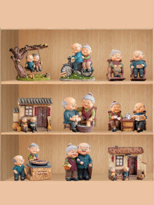 Retro Chinese Style Living Room Decorative Figurines Old Couple Moving New Home Bar Cabinet TV Cabinet Home Decor Small Accessories