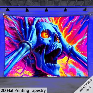 VIKAMA Skull Tapestry Vibrant Hand-Tied Design Gaming Room Decor Music Party Space Dark-Themed Room Accent