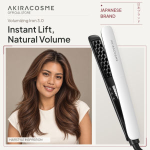 Akiracosme Volumizing Hair Iron 3.0 For Lift Roots | 70M Negative Ions Care | Diamond Crystal Glaze Coating | 10s Fast Heat | 9 Gear Temp Setting | LED Display | Dual Voltage