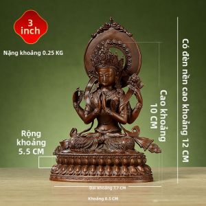 ZANGCUN | Tượng Bốn Tay Avalokitesvara Mạ Vàng Handcrafted Trong Nhà