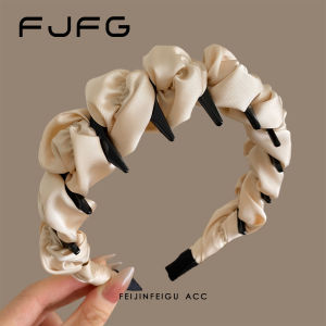 Elegant Cloud Bubble Toothed Hairband Womens High Forehead Face Slimming Pure Color Versatile Face Wash Hair Clip