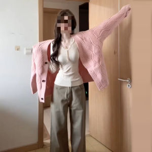 Homecore | Áo Khoác Cardigan Len Lỏng Màu Hồng Phong Cách Hàn Quốc Mới Chất Lượng Cao Cho Mùa Đông