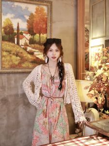 Sweet Bohemian Vintage Print Long Dress Womens Travel Holiday Strap Dress Super Fairy A-Line Skirt Summer Casual Office Wear