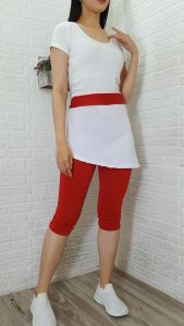 Celana Rok Senam Putih Merah 7/8 - Rok Lejing Senam Wanita