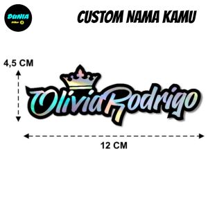 Sticker custom nama suka - suka hologram pinggiran hitam