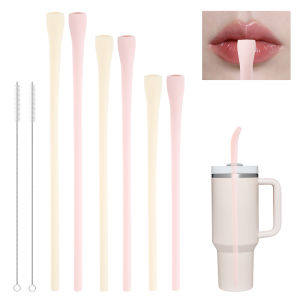 หลอดซิลิโคน 8 ชิ้นหลอดดูดดื่มแบบใช้ซ้ําได้ยาวพร้อมแปรงทําความสะอาดหลอดไร้ริ้วรอยอุปกรณ์เสริมถ้วยสําหรับสแตนลีย์