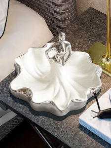 Affordable Luxury Style Fruit Plate Living Room Creative Household Coffee Table Fruit Plate Modern Simple European Ceramic Dried Fruit Tray Decoration