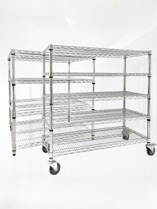 Thickened Chrome Plated Stainless Steel Warehouse Storage Shelf with Wheels Mobile Multi-Functional Adjustable Height Rack