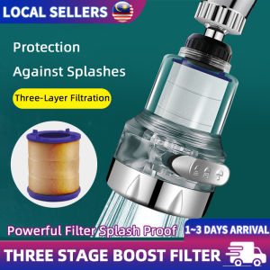 Penapis Air Sinki 360° Adjustable Water Filter 3 Gears Splash Proof Tap Purifier Replacement Core