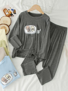 Childrens Modal Thin Long Sleeve Sleepwear Home Clothes Set for Boys And Girls Suitable for Spring And Autumn Seasons
