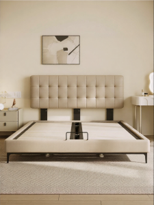 Ultrathin Headroom Cattlehide Bed High Box Storage