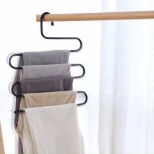 S-SHAPE5 Layer Pants Hanger-Pants Trousers Hanger Multi Clothing Towel Storage Rack Closet Space Saver
