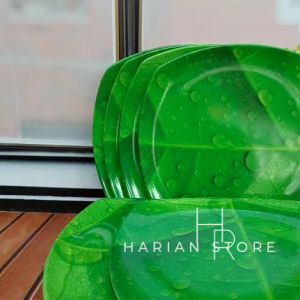 3 PCS PIRING MELAMIN MOTIF DAUN 9 INCH MELAMIN SNI