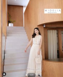 Sleeveless Button-Down Cut-Out Waist Woven Beige Wide Leg Jumpsuit - PIMNADACLOSET