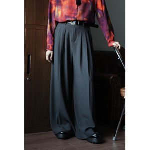 Deep Grey Versatile Retro High Waist Slimming Casual Wide Leg Pants Suit Pants Long Pants New Draping Pressed Pants