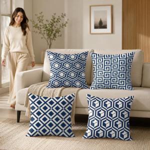 Abstract Geometric Pattern Cushion Cover Soft Short Plush Pillow Case Double Sided Print Washable Sofa Home Decor Gift