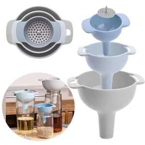 4in1 Multifunctional Funnel Wide Mouth Plastic Funnel Kitchen Tool Oil Kettle Filter Funnel Food Grade Silicone Funnels Liquid