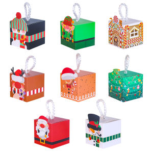 10pcs Christmas Gifts Box Cookies Candy Box xmas tree hanging Christmas Decorations For Home 2024 Navidad Natal New Year Gifts