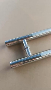 1 Pair Heavy Duty Stainless Steel H Type Round Door Handle Glass Door Wooden Door Hand