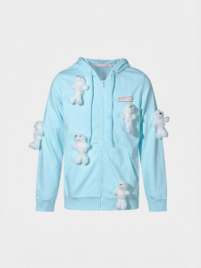 Spring New Cute Bear Decoration Hooded Cardigan Casual