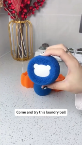 (HOME+) Little Bear Sponge Laundry Ball Anti entanglement Sticky Hair Ball Laundry Clothes Hair Cleaning Ball