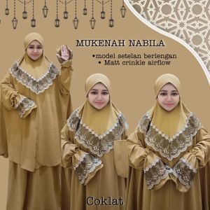 Mukena Potongan Berlengan Bahan Crinkle Airflow Premium Nabila