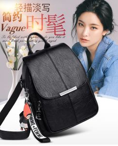 Fashionable Cowhide Mom Backpack Travel Leisure Single Double Shoulder Womens Bag Korean Style College Wind New 2025 Model