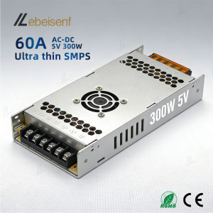 AC to DC 5V 60A 300W Switching Power Supply 170-250V Input Aluminium Ultra-thin with Cooling Fan for LED OLED LCD Display Screen