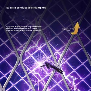 MONLEYTA | Ultra-Powerful Rechargeable Electric Mosquito Swatter USB Charging Low Power Consumption Home Use Purple Light Attracting Mosquito Repellent