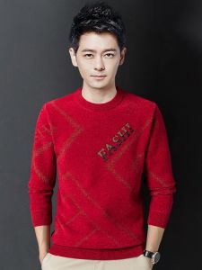 ROMON | Romon Mens Knitted Sweater Round Neck Winter Fashion City Style Thickened Long Sleeve Casual Loose Fit Polyester Nylon