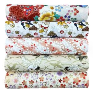 5pcs Purple Printed Pattern 100% Cotton Fabric Cheongsam FabricDIY Handmade Doll Clothing Quilting Bag Home Textile Material