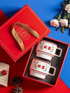 Cốc Gốm Sứ Cưới Đôi Chữ Vui Mừng Quà Lưu Niệm Cốc Cà Phê Sáng Cốc Gốm Sứ Sáng Tạo Cốc Gốm Sứ Cưới Cặp Đôi Cốc Gốm Sứ