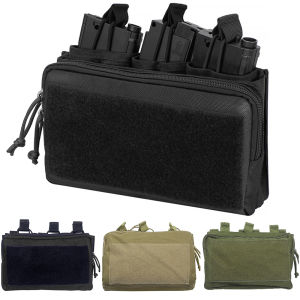 Tactical Triple Magazine Pouch Double Layer Molle Admin Pouch Quick Access Open Up Design for M4 M16 PMAG AK Hunting Accessories