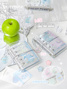 RosyPosy Portable Mini Pocket Notebook High Aesthetic Value Student M5 Scrapbooking Book Refillable Flexible Cover