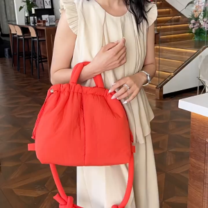 SG RumahHome® Women Cloud Shoulder Bag Large Capacity Nylon Backpack Down Filled Cotton Fashion Bag  Handbag Fashion