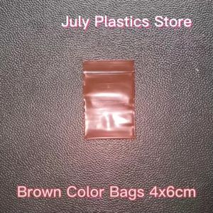 ถุงซิปสีชาทึบแสง ขนาด 4x6 ซม. Brown (แพค 100ใบ) Model B ป้องกันแสงแดด ฝุ่น ความชื้น ถุงซิปใส่ของเล็ก โดย July Plastics