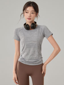 Lanwen Quick Dry Sports Womens Short Sleeve Fitness Clothing Professional Running Elastic Yoga Pilates Top T-shirt Summer