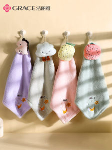 Thickened Hand Towels Quick Dry Absorbent Wall Hanging Cartoon Cute Small Towels for Children Bathroom Hand Wiping Cloth