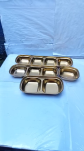 (mua 5 tặng 1) khay gia vị inox màu vàng nhiều size 1 ngăn 2 ngăn 3 ngăn 4 ngăn