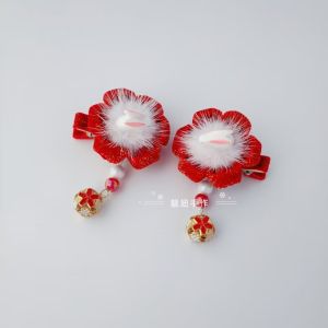 เครื่องประดับผมสไตล์โบราณสำหรับเด็ก ตัวกระต่ายน่ารัก หางนกยูง ประดับหู ประดับผมแบบหัวเข็มขัด ทองแดงผสมสังกะสี