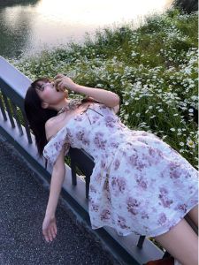 Váy Ngắn Họa Tiết Hoa Ngọt Ngào Cho Nữ Mùa Hè Đa Năng Váy Ngắn Cạp Cao Phong Cách Hàn Quốc Váy Ngắn Đa Năng