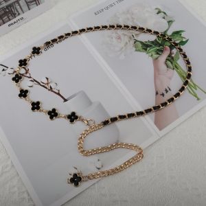 Summer Womens Four-leaf Clover Waist Chain Dress Small Fragrance Style Decorated Suit Thin Waist Chain Waist Seal Waist
