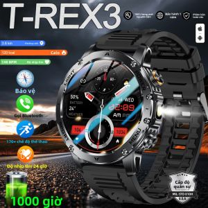 Đồng Hồ Thông Minh Quân Sự Mới 2025 Pin 1000mAh Màn Hình AMOLED Thiết Bị Theo Dõi Thể Dục Thể Thao Đèn LED Chống Nước IP68 Có Chức Năng Gọi Điện Dành Cho Nam Giới