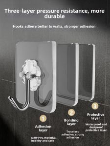 JIAYUN | Strong Adhesive Wall Mounting Hook Transparent No-Mark