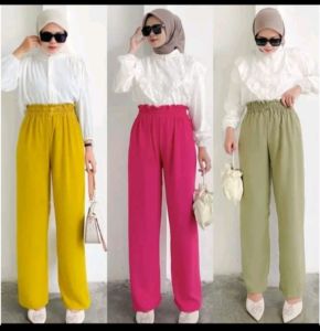 CELANA WANITA PANJANG KULOT KARGO SOFT DENIM