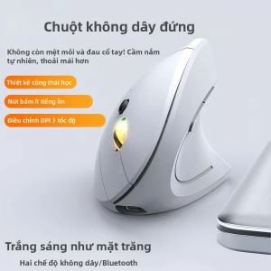 Chuột Không Dây Bluetooth 2.4GHz Thiết Kế Thẳng Đứng Tiện Dụng Sạc Lại Được Độ Phân Giải 1600DPI Có Thể Điều Chỉnh Dành Cho Văn Phòng Máy Tính PC Laptop Sử Dụng Tay Phải