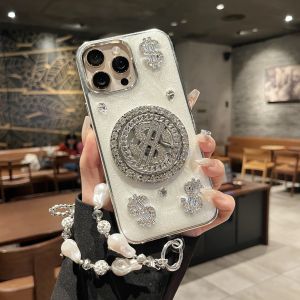  16Promax Phone Case New Model Electroplated Full Cover Anti-Fall Protective Cover Rotating Dollar Strap High-End Feelings for Girls