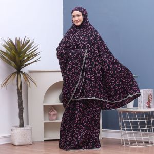 Mukena Dewasa amina rayon premium jumbo model potongan mukena hijab polka motif bunga